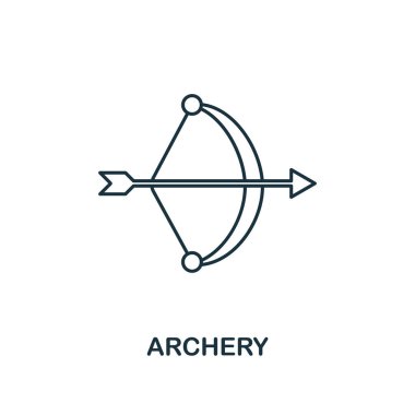 Okçuluk anahat simgesi. Balayı simgeleri koleksiyonundan premium stil tasarımı. Basit eleman okçuluk simgesi. Web tasarımı, uygulamalar, yazılım, baskı kullanıma hazır.