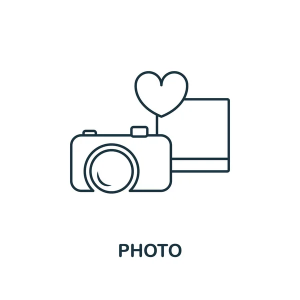 Pictogram foto overzicht. Premium stijl ontwerp van de huwelijksreis icons Collection. Eenvoudig element fotopictogram. Klaar voor gebruik in webdesign, apps, software, printen. — Stockvector