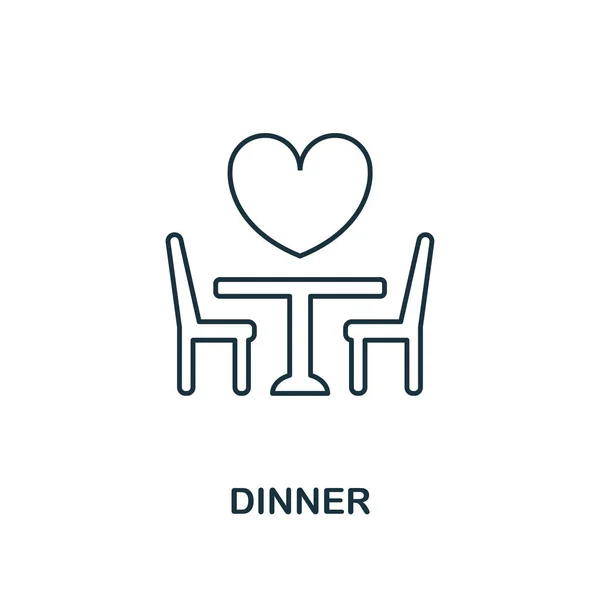 晚餐轮廓图标。从蜜月图标集合的高级风格设计。简单的元素晚餐图标。可用于网页设计、应用程序、软件、打印. — 图库矢量图片