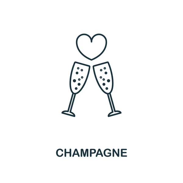 Champagne outline icon. Premium style design from honeymoon icons collection. Simple element champagne icon. Ready to use in web design, apps, software, printing. — Stock Vector