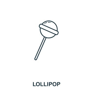 Lolipop simgesi anahat stili. Bebek eşyaları simge koleksiyonundan yaratıcı ince tasarım. Piksel mükemmel basit lolipop simgesi. Web tasarımı, uygulamalar, yazılım, baskı kullanımı