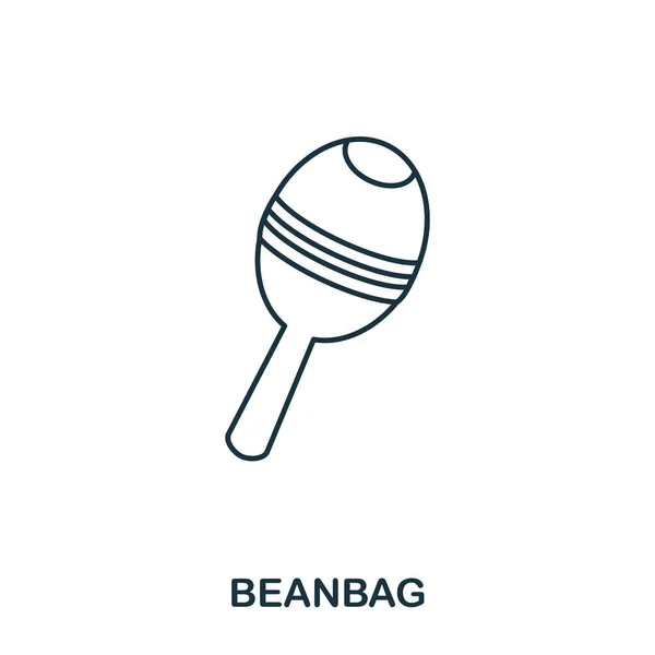 Beanbag icono de estilo de contorno. Diseño delgado creativo de la colección de iconos de cosas de bebé. Pixel perfecto icono de bolsa de frijoles simple. Diseño web, aplicaciones, software, uso de impresión — Vector de stock
