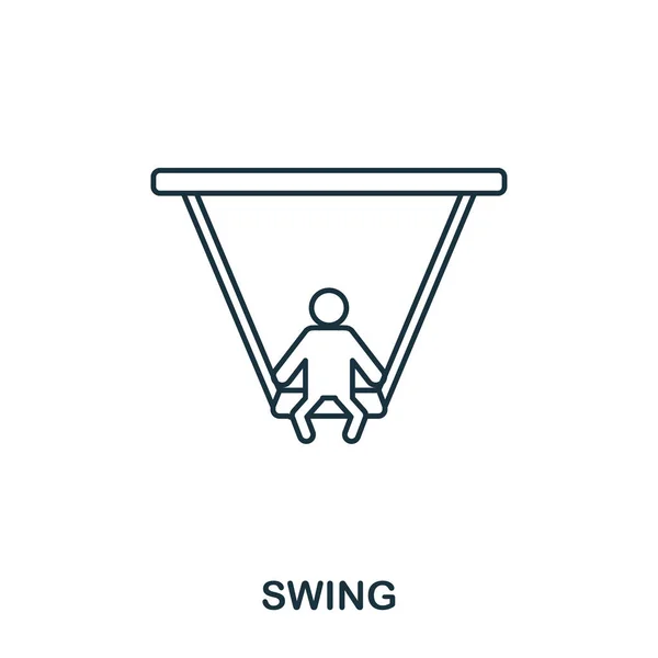 Swing ikon körvonalstílusa. Kreatív vékony design-tól Baby dolgok ikon gyűjtemény. Pixel tökéletes egyszerű swing ikon. Web design, alkalmazások, szoftverek, nyomtatási kihasználtság — Stock Vector