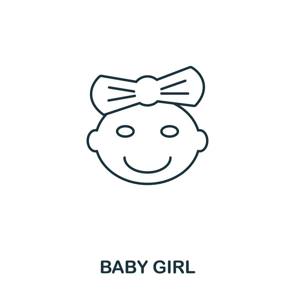 Baby Girl ikon kontur stil. Kreativ tunn design från Baby Things Icon Collection. Pixel perfekt enkel Baby Girl ikon. Webbdesign, appar, programvara, utskriftsanvändning — Stock vektor