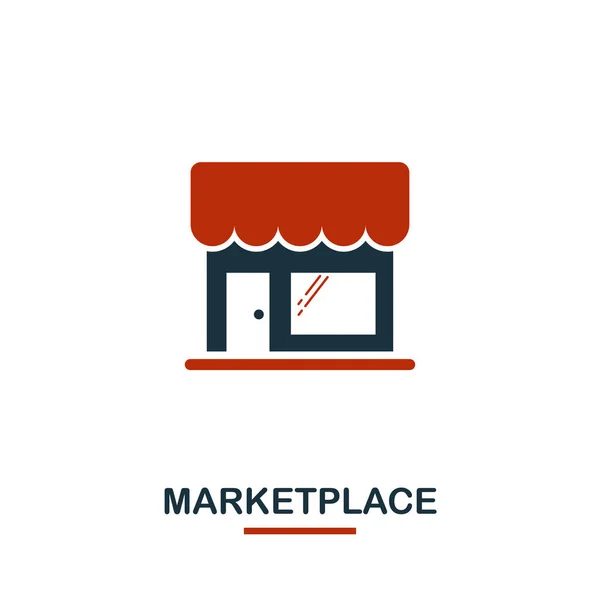 Marketplace-ikonen i två färger. Kreativ svart och röd design från e-handel ikoner samling. Pixel Perfect Simple Marketplace ikon för webbdesign, Apps, programvara, Print användning — Stockfoto