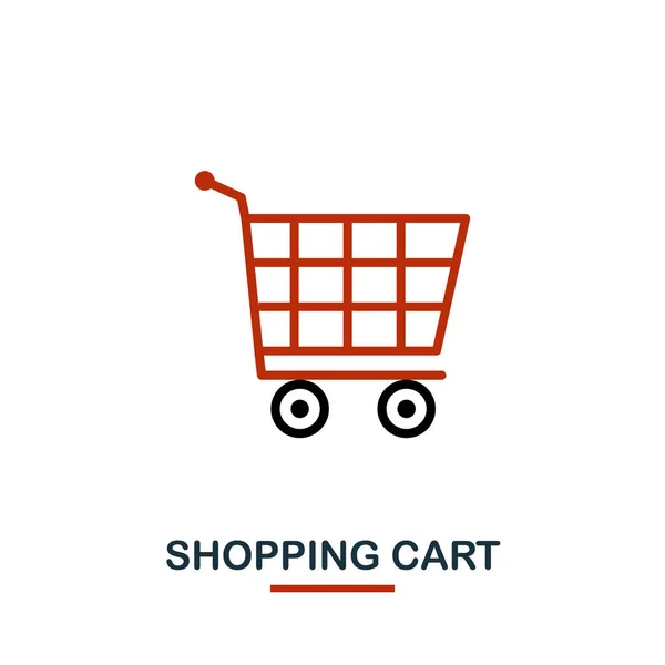 Shopping Cart icon in two colors. Creative black and red design from e-commerce icons collection. Pixel perfect simple shopping cart icon for web design, apps, software, print usage — Stock Vector