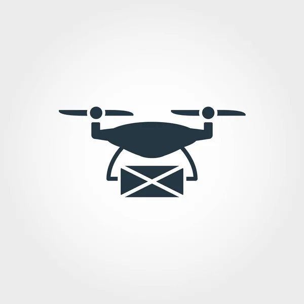 Drone szállítás ikonra. Monokróm kreatív design intelligens eszközök ikon gyűjtemény. Prémium drone szállítási ikon web design, apps, szoftver és több — Stock Vector