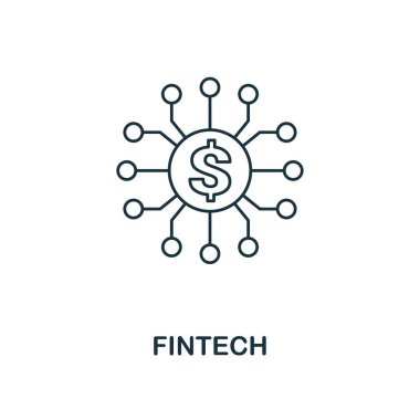 Fintech simgesi anahat stili. Fintech simgeleri koleksiyonundan ince çizgi tasarımı. Web tasarımı, uygulamalar, yazılım, baskı kullanımı için piksel mükemmel fintech simgesi