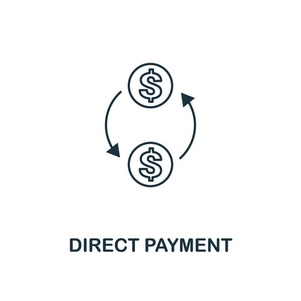 Overzichts stijl van pictogram voor directe betaling. Dun lijn ontwerp uit de fintech icons-collectie. Pixel perfect direct payment-pictogram voor webdesign, apps, software, printgebruik — Stockvector