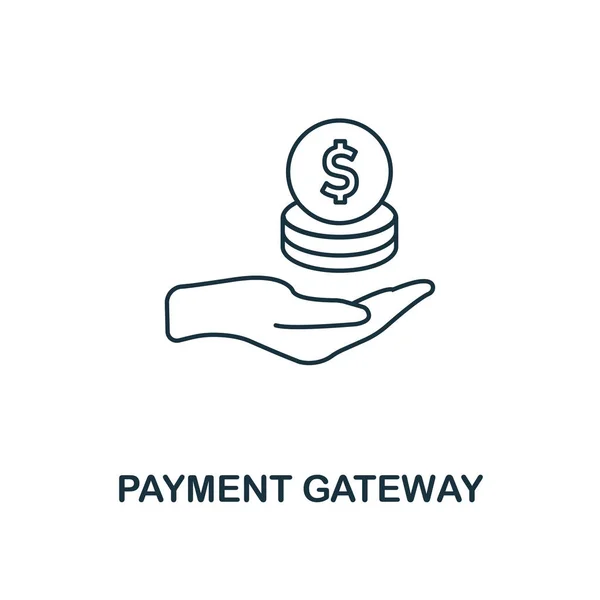 Gateway de pagamento ícone estilo esboço. Design de linha fina da coleção de ícones fintech. Ícone de gateway de pagamento perfeito Pixel para web design, aplicativos, software, uso de impressão — Vetor de Stock