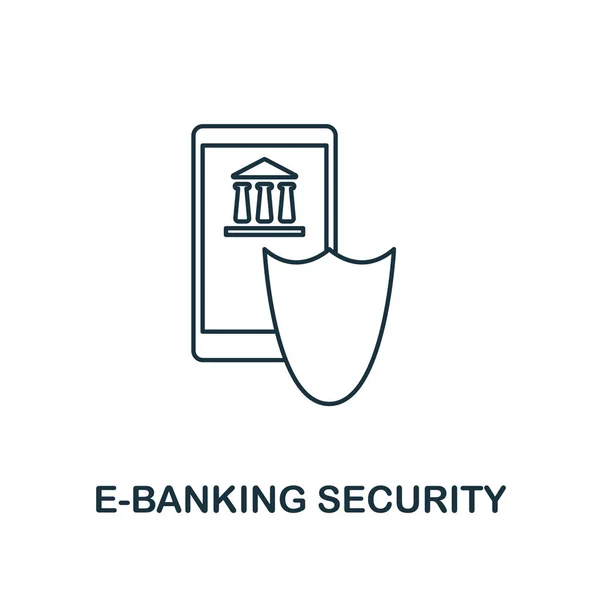 E-banking säkerhets ikon disposition stil. Tunn linje design från FinTech icons Collection. Pixel Perfect e-banking säkerhet ikon för webbdesign, Apps, programvara, Print användning — Stock vektor