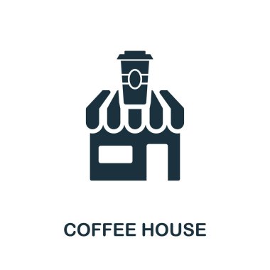 Coffee House simgesi. Simgeler koleksiyonundan yaratıcı eleman tasarımı. Web tasarımı, uygulamalar, yazılım, baskı kullanımı için Piksel mükemmel Coffee House simgesi