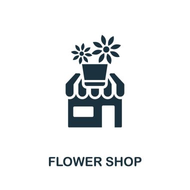 Çiçek Dükkanı simgesi. Simgeler koleksiyonundan yaratıcı eleman tasarımı. Web tasarımı, uygulamalar, yazılım, baskı kullanımı için Piksel mükemmel Flower Shop simgesi