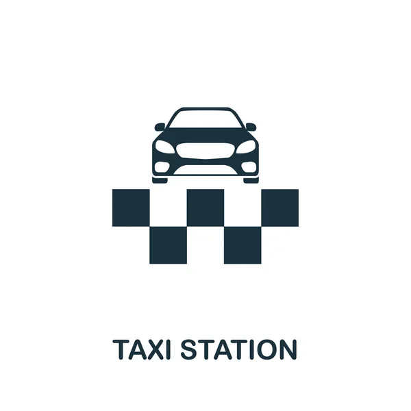 Εικονίδιο σταθμού ταξί. Δημιουργική σχεδίαση στοιχείων από τη συλλογή εικονιδίων. Pixel τέλειο εικονίδιο σταθμού ταξί για το σχεδιασμό web, εφαρμογές, λογισμικό, χρήση εκτύπωσης — Διανυσματικό Αρχείο