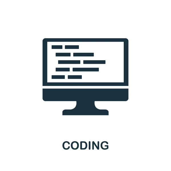 Icona di codifica. Design creativo degli elementi della collezione di icone del programmatore. Icona di codifica perfetta pixel per web design, app, software, utilizzo di stampa — Vettoriale Stock