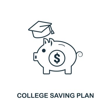 College Saving Plan anahat simgesi. Kişisel finans simgesi koleksiyonundan ince çizgi stili simgeleri. Web tasarımı, uygulamalar, yazılım ve baskı basit üniversite tasarruf planı simgesi