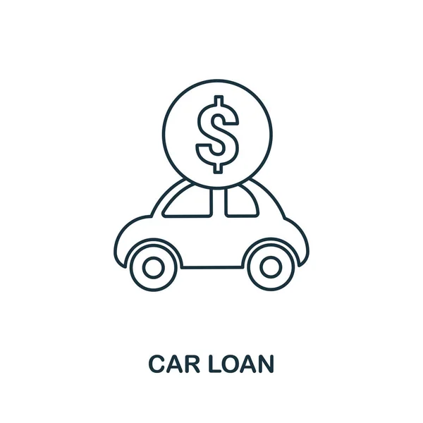 Car Loan outline icon. Thin line style icons from personal finance icon collection. Web design, apps, software and printing simple car loan icon — Stock Vector