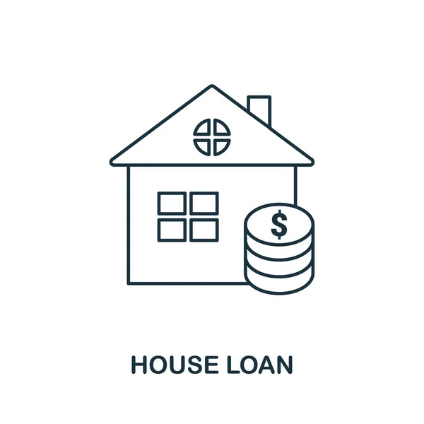 House Loan outline icon. Thin line style icons from personal finance icon collection. Web design, apps, software and printing simple house loan icon — Stock Vector