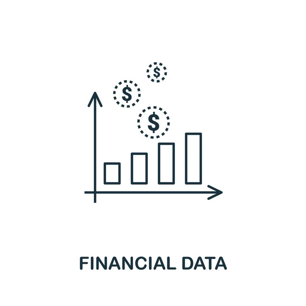 财务数据大纲图标。来自个人财务图标集合的细线样式图标。网页设计、应用程序、软件和打印简单的财务数据图标 — 图库矢量图片