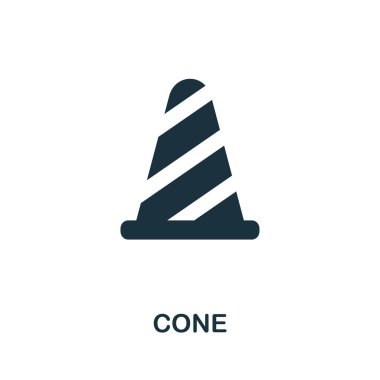 Koni vektör simgesi simgesi. İnşaat araçları simgeleri koleksiyonundan yaratıcı işareti. Bilgisayar ve mobil cihazlar için doldurulmuş düz Koni simgesi