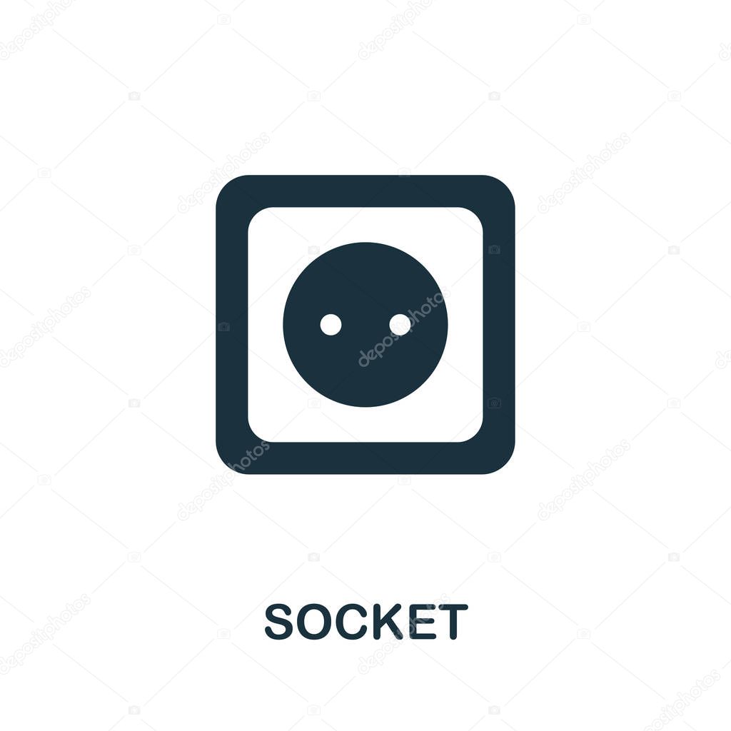 Socket vector icon symbol. Creative sign from construction tools icons collection. Filled flat Socket icon for computer and mobile