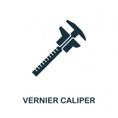 Vernier Caliper simgesi simgesi. İnşaat araçları simgeleri koleksiyonundan yaratıcı işareti. Bilgisayar ve mobil cihazlar için doldurulmuş düz Vernier Caliper simgesi