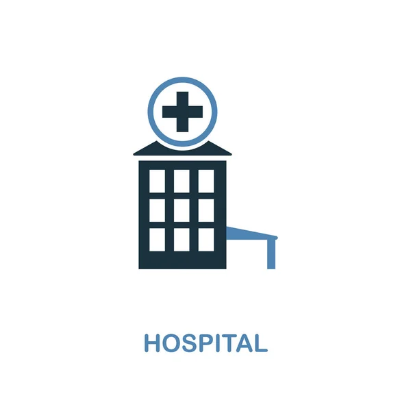 Icono del hospital en dos colores. Diseño creativo de la colección de iconos de elementos de la ciudad. Icono de hospital de color para diseño web y móvil —  Fotos de Stock