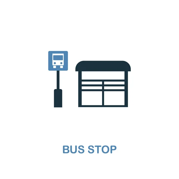 2色のバス停のアイコン。都市の要素のアイコンのコレクションから創造的なデザイン。ウェブとモバイルデザインのための色付きのバス停アイコン — ストック写真