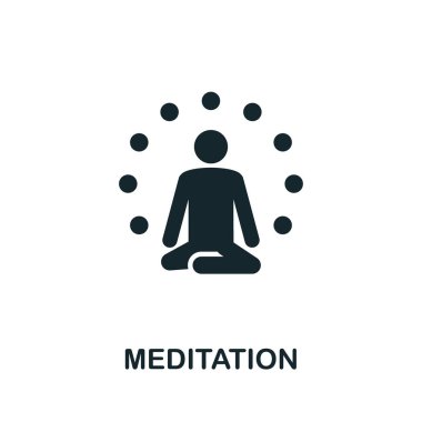 Meditasyon simgesi simgesi sembolü. Farkındalık simgeleri koleksiyonundan yaratıcı işaret. Bilgisayar ve mobil için doldurulmuş düz Meditasyon simgesi