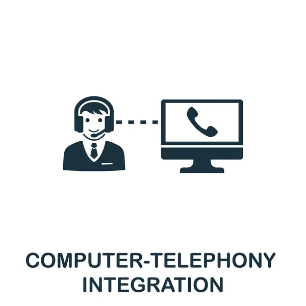 Symbolsymbol für Computer-Telefonie-Integration. Kreatives Zeichen aus der Ikonensammlung. Gefüllte flache Computer-Telefonie-Integration Symbol für Computer und Handy — Stockvektor