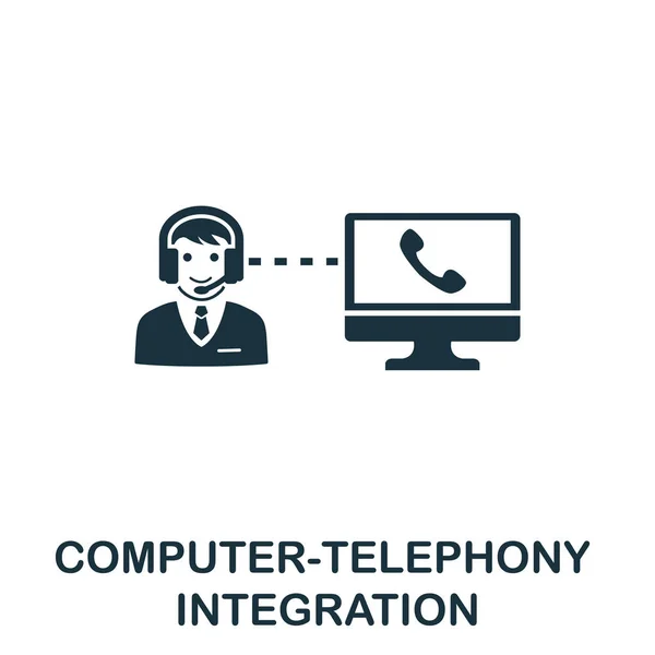 Computador-Telefonia Símbolo de ícone de vetor de integração. Sinal criativo da coleção de ícones. Cheio de plano Computador-Telefonia Ícone de integração para computador e celular — Vetor de Stock