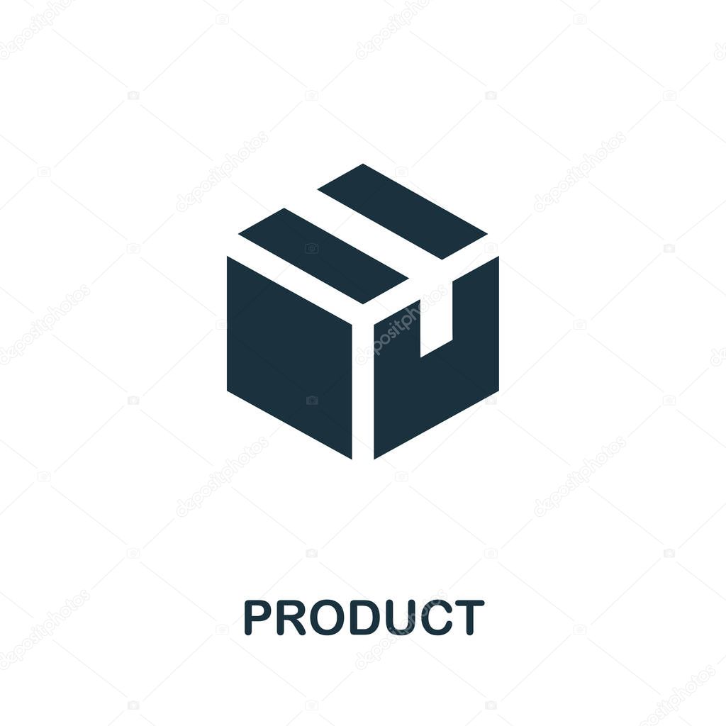 Product icon illustration. Creative sign from quality control icons collection. Filled flat Product icon for computer and mobile. Symbol, logo graphics.