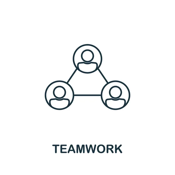 Vektor ikony týmové práce ve stylu obrysu Z kolekce ikon lidských zdrojů je kreativní značka. Tenká linka týmově práce pro počítač a mobilní zařízení — Stockový vektor