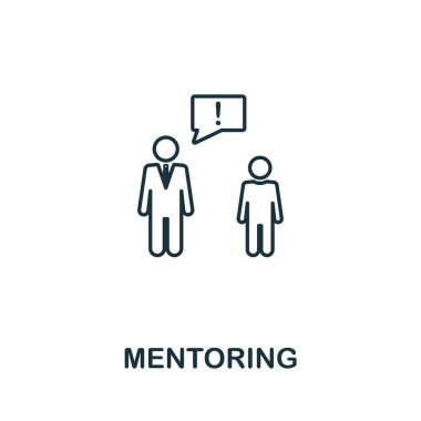 Anahat stilinde vektör simgesi simgesine mentorluk. İnsan kaynakları simgeleri koleksiyonundan yaratıcı işaret. Bilgisayar ve mobil cihazlar için ince hat Mentorluk simgesi