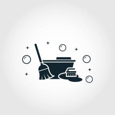 Isliyi Temizleme simgesi. Temizleme simgeleri koleksiyonundan tek renkli stil tasarımı. Isledilmiş temizleme simgesinin sembolü.