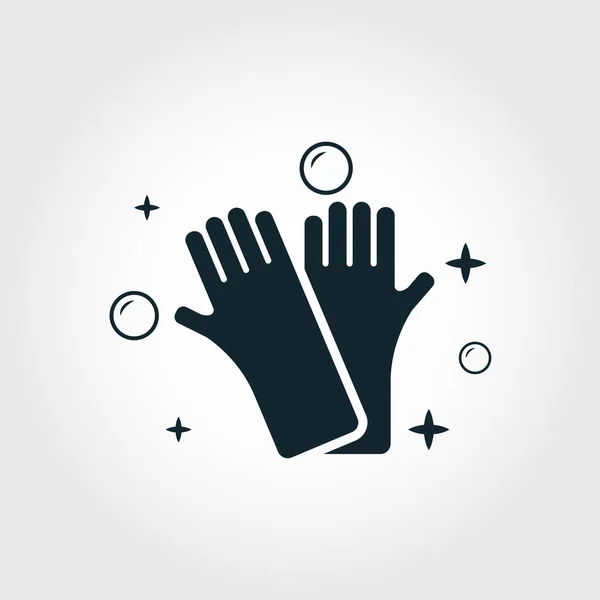 Guantes de goma icono. Diseño de estilo monocromático de la colección de iconos de limpieza. Símbolo de guantes de goma icono aislado . — Archivo Imágenes Vectoriales