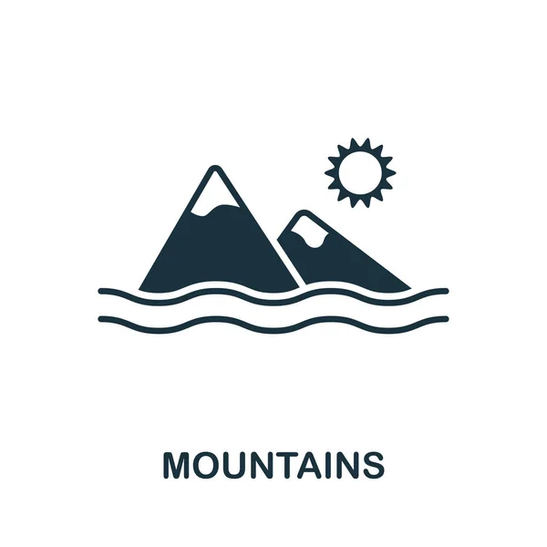 Symbole d'icône vectorielle des montagnes. Signe créatif de la collection d'icônes. Icône Montagnes plates remplie pour ordinateur et mobile — Image vectorielle