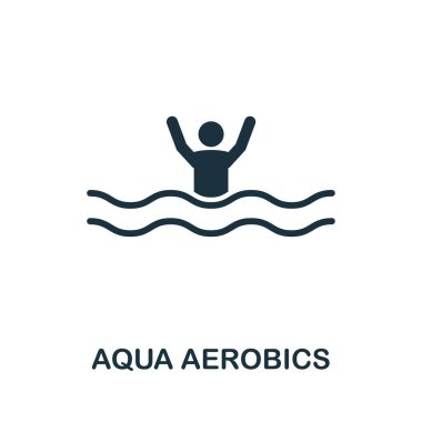 Aqua Aerobik vektör simgesi sembolü. Simgeler koleksiyonundan yaratıcı işaret. Bilgisayar ve mobil cihazlar için doldurulmuş düz Aqua Aerobik simgesi