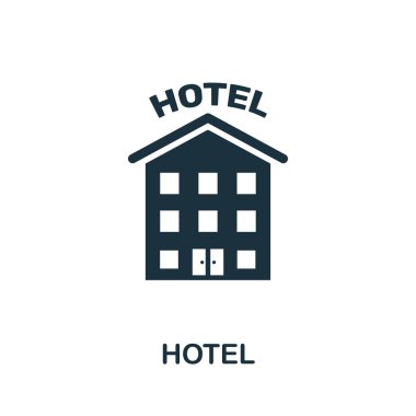 Otel vektör simgesi simgesi. Simgeler koleksiyonundan yaratıcı işaret. Bilgisayar ve mobil cihazlar için doldurulmuş düz Otel simgesi