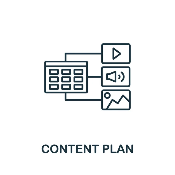 Pictogram voor inhouds plan overzicht. Thin Line concept element van content icons Collection. Pictogram voor creatief content plan voor mobiele apps en webgebruik — Stockfoto