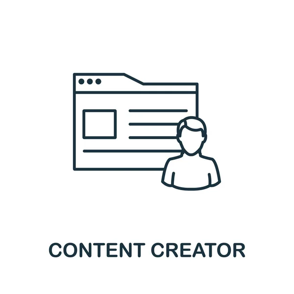 Pictogram voor inhouds Maker-overzicht. Thin Line concept element van content icons Collection. Creatief Content Creator-pictogram voor mobiele apps en webgebruik — Stockvector