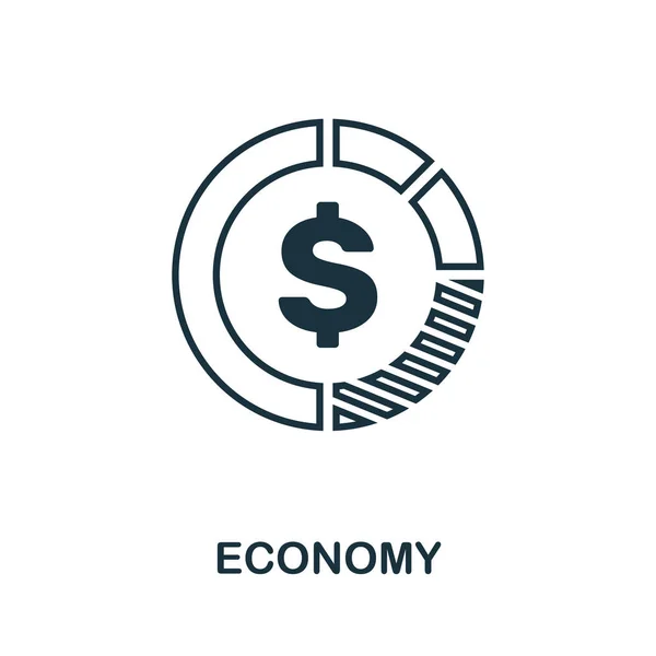 Ikona ekonomické osnovy Prvek konceptu tenké linky ze sbírky ikon správy podniku. Ikona kreativní ekonomie pro mobilní aplikace a webové využití — Stockový vektor