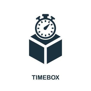 Timebox vektör simgesi simgesi. Çevik simgeler koleksiyonundan yaratıcı işaret. Bilgisayar ve mobil cihazlar için doldurulmuş düz Timebox simgesi