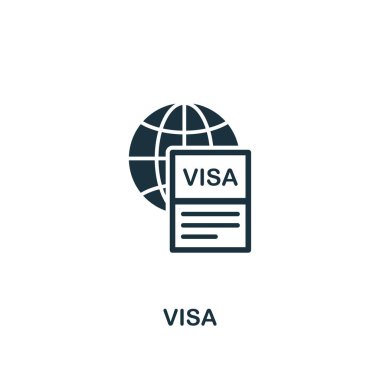 Vize simgesi. Turizm simgeleri koleksiyondan yaratıcı eleman tasarımı. Web tasarım, uygulamalar, yazılım, baskı kullanımı için Pixel Perfect Visa simgesi