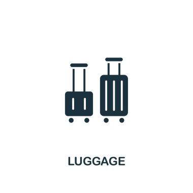 Bagaj simgesi. Turizm simgeleri koleksiyondan yaratıcı eleman tasarımı. Web tasarım, uygulamalar, yazılım, baskı kullanımı için Pixel mükemmel Bagaj simgesi