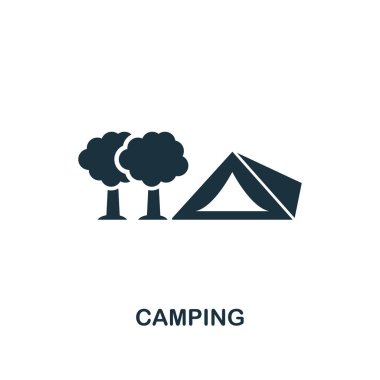Kamp simgesi. Turizm simgeleri koleksiyondan yaratıcı eleman tasarımı. Web tasarım, uygulamalar, yazılım, baskı kullanımı için Pixel Perfect Camping simgesi