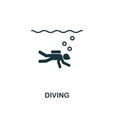 Dalış simgesi. Turizm simgeleri koleksiyondan yaratıcı eleman tasarımı. Web tasarım, uygulamalar, yazılım, baskı kullanımı için Pixel Perfect Diving simgesi