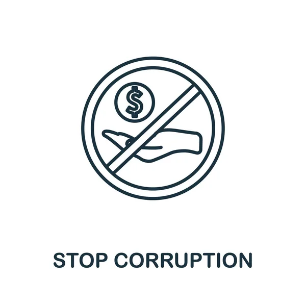 Stop Corruption icon. Thin outline style design from corruption icons collection. Creative Stop Corruption icon for web design, apps, software, print usage