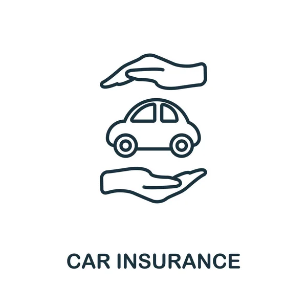 汽车保险大纲图标。保险图标集合的细线样式图标。网页设计，应用程序，软件和打印简单的汽车保险图标 — 图库矢量图片