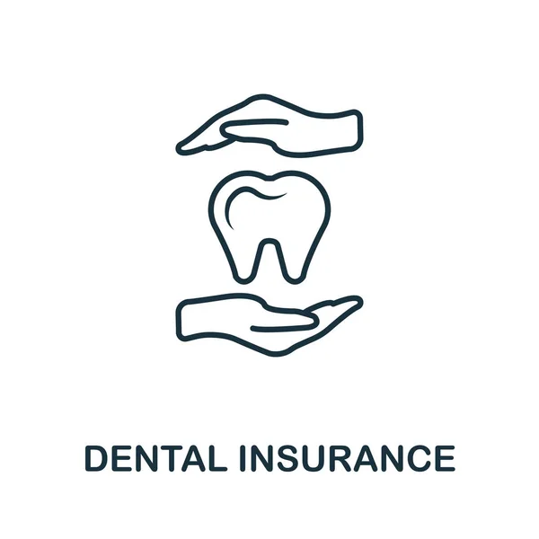 歯科保険の概要アイコン。保険アイコンコレクションの細い線スタイルのアイコン。ウェブデザイン、アプリ、ソフトウェア、印刷シンプルな歯科保険アイコン — ストックベクタ